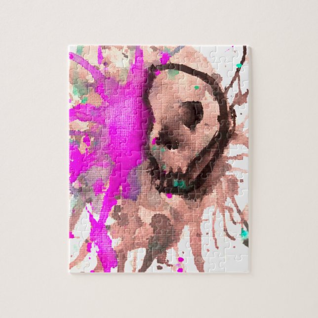 Gothic Skull Watercolor Art Design Jigsaw Puzzle (Vertical)