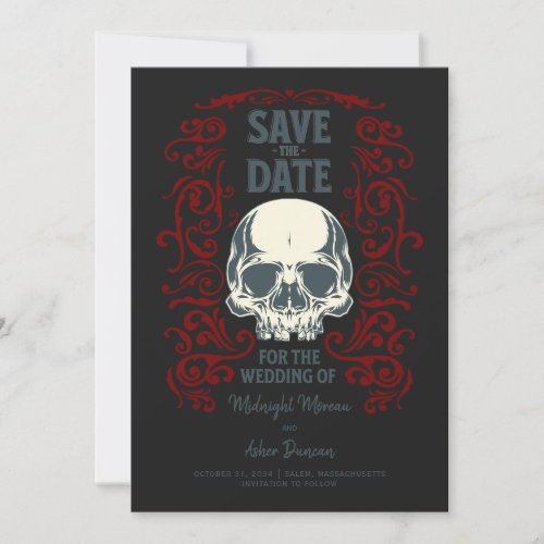 Gothic Skull Wedding Annoucement Save The Date