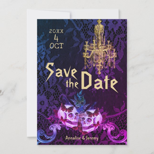 Gothic Skull Wedding Save The Date (Front)