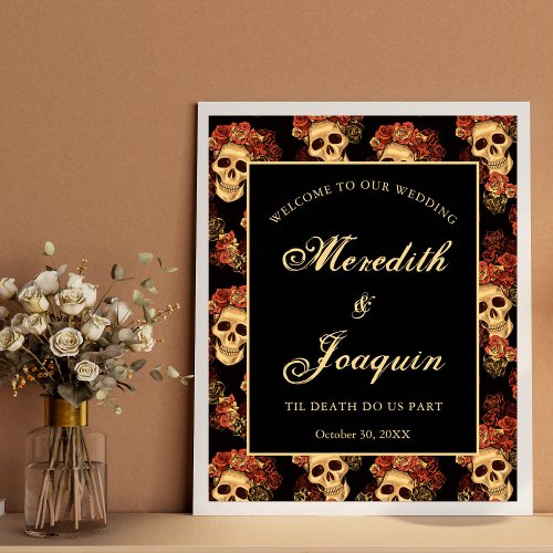 Gothic Skull Welcome to Our Halloween Wedding Poster