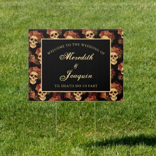 Gothic Skull Welcome to Our Halloween Wedding Sign