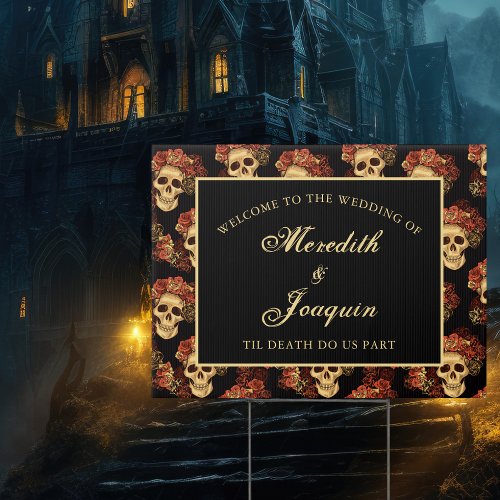 Gothic Skull Welcome to Our Halloween Wedding Sign