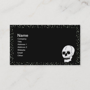 Gothic Skull White Polka Dot Border on Black Business Card