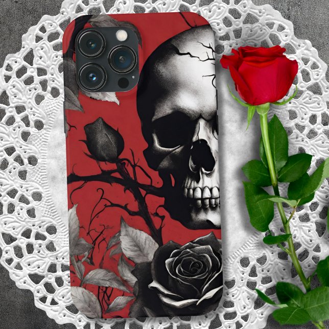 Gothic Skull with Black Rose  Case-Mate iPhone Case (Creator Uploaded)