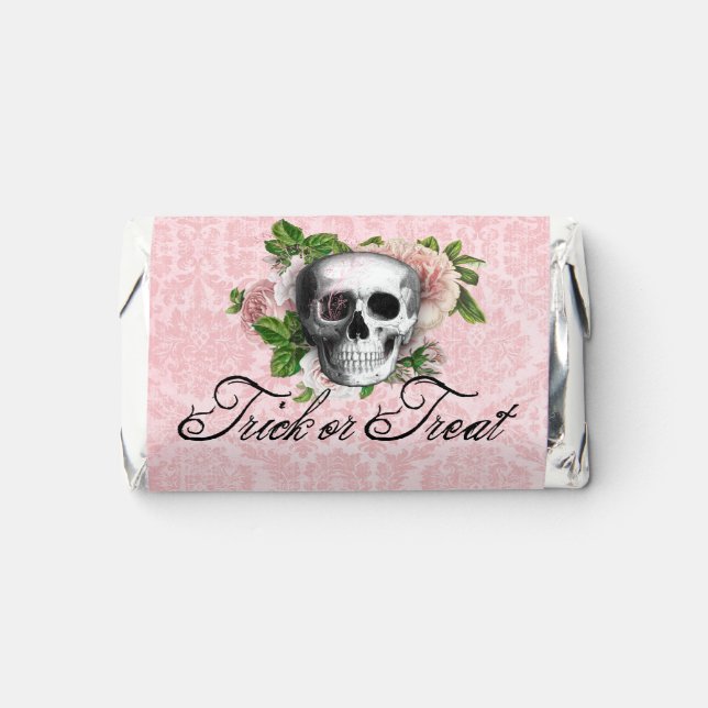Gothic Skull with Roses | Pink Halloween Hershey's Miniatures (Front)