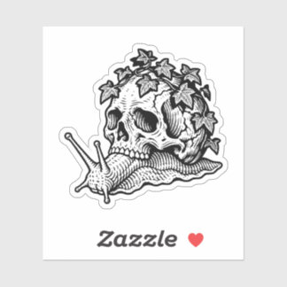 Gothic Skull with Slug and Ivy – Dark Nature Sticker