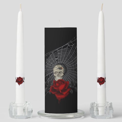 Gothic Skull With Spider Unity Candle Set