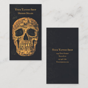 Gothic Skull Yellow Gold Black Grunge Texture Business Card