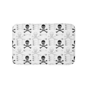 Gothic Skulls and Bones Punk Rock Bath Mat