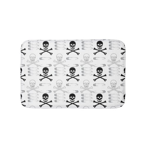 Gothic Skulls and Bones Punk Rock Bath Mat