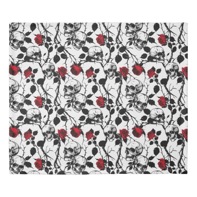 Gothic Skulls and Roses Bedding  Duvet Cover (Front)
