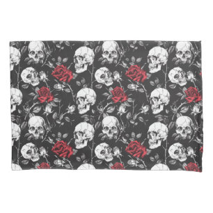 Gothic Skulls and Roses Bedding  Pillow Case
