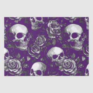 Gothic Skulls And Roses Purple Tissue Paper