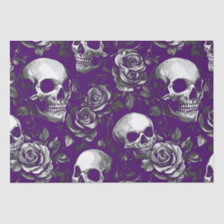 Gothic Skulls And Roses Purple Tissue Paper