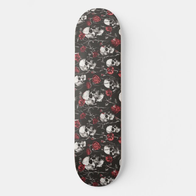 Gothic Skulls and Roses Skateboard (Front)