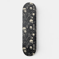 Gothic Skulls Black Cats and Spiders Skateboard