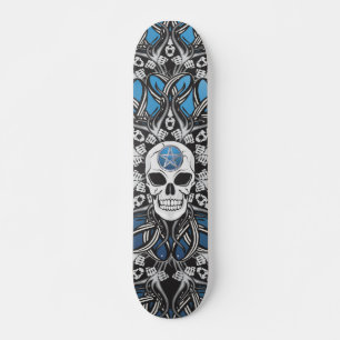 Gothic Skulls - Blue Skateboard Deck