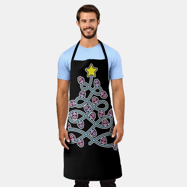 Gothic Skulls Christmas Tree Apron #2 (Worn)