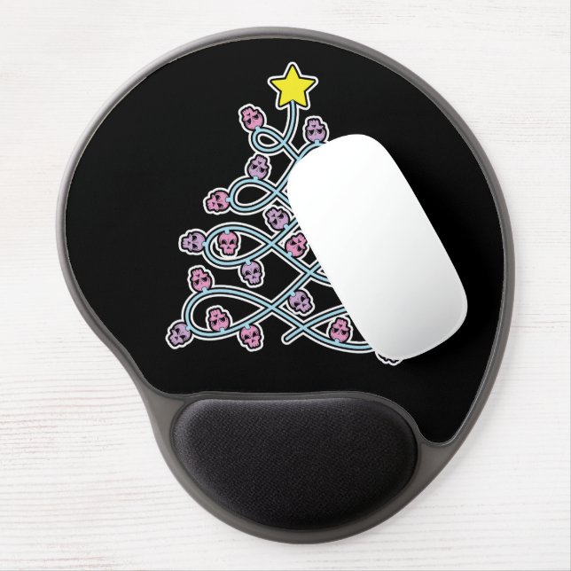 Gothic Skulls Christmas Tree Gel Mouse Pad (Left Side)