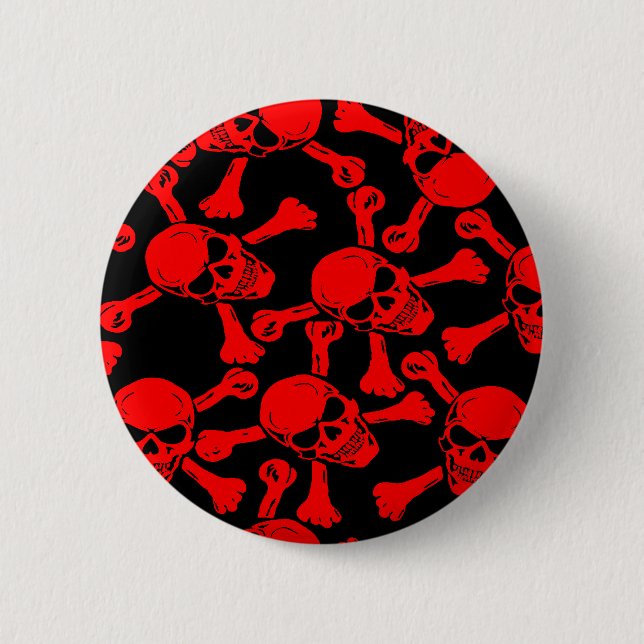 GOTHIC SKULLS CROSSBONES PATTERN BUTTON (Front)