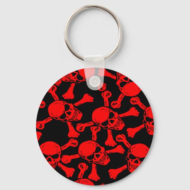 GOTHIC SKULLS CROSSBONES PATTERN KEYCHAIN (Front)