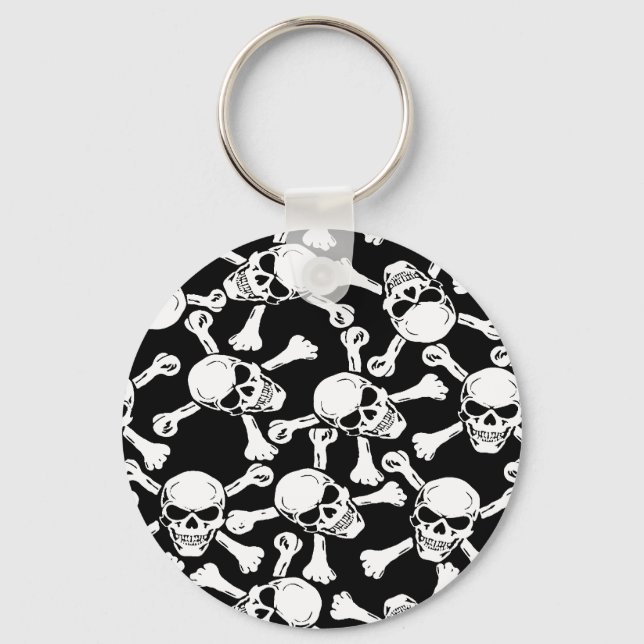 GOTHIC SKULLS CROSSBONES PATTERN KEYCHAIN (Front)
