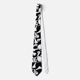 GOTHIC SKULLS CROSSBONES PATTERN NECK TIE