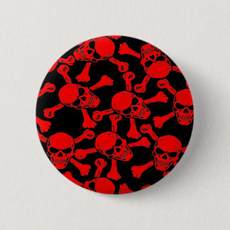 GOTHIC SKULLS CROSSBONES PATTERN PINBACK BUTTON