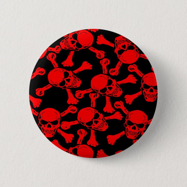 GOTHIC SKULLS CROSSBONES PATTERN PINBACK BUTTON (Front)
