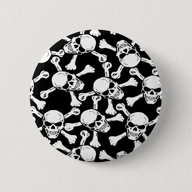 GOTHIC SKULLS CROSSBONES PATTERN PINBACK BUTTON (Front)