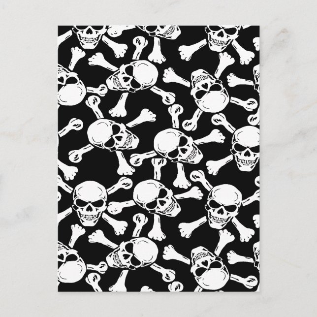 GOTHIC SKULLS CROSSBONES PATTERN POSTCARD (Front)