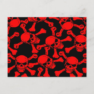 GOTHIC SKULLS CROSSBONES PATTERN POSTCARD