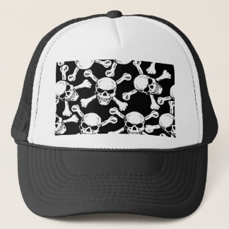 GOTHIC SKULLS CROSSBONES PATTERN TRUCKER HAT