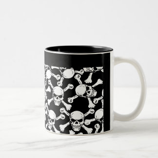 GOTHIC SKULLS CROSSBONES PATTERN Two-Tone COFFEE MUG