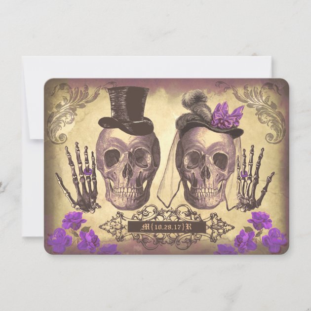 Gothic Skulls Day Of The Dead Save The Date Cards