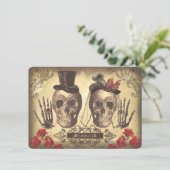 Gothic Skulls Day of The Dead Save the Date Cards (Standing Front)