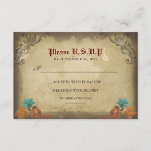 Gothic Skulls Day of The Dead Wedding RSVP cards