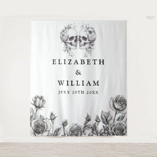 Gothic Skulls Floral Photo Booth Backdrop