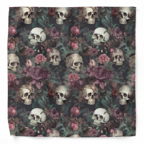 Gothic Skulls floral rebel Bandana