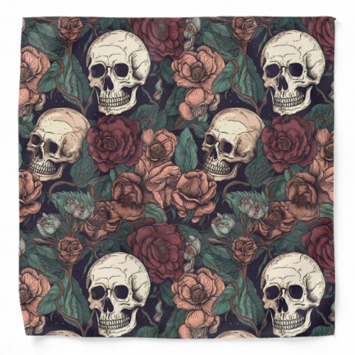 Gothic Skulls floral rebel pattern Bandana