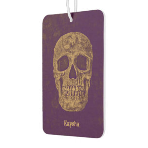 Gothic Skulls Grunge Gold Purple Cool Air Freshener