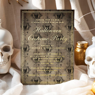 Gothic Skulls Halloween Costume Party Foil Invitation