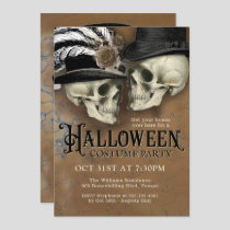 Gothic Skulls in Hats Halloween Costume Party Invitation