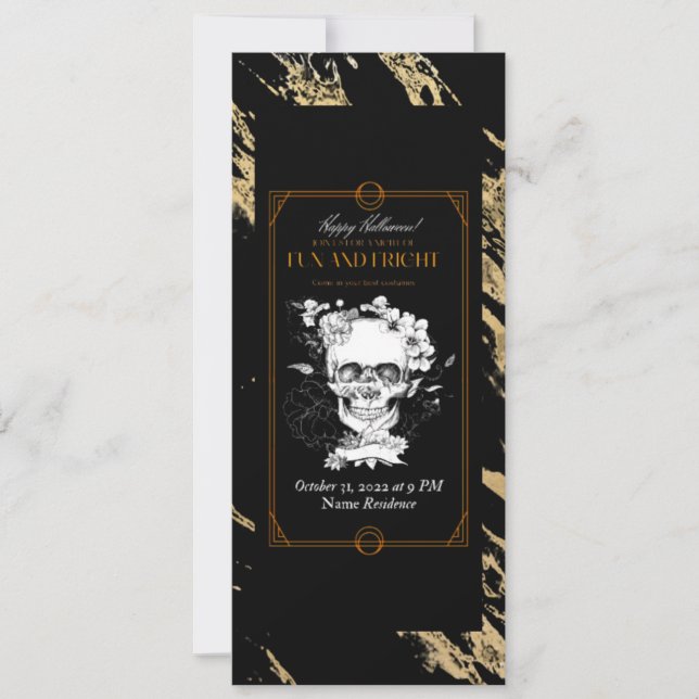Gothic Skulls in Hats Halloween Costume Party  Invitation (Front)