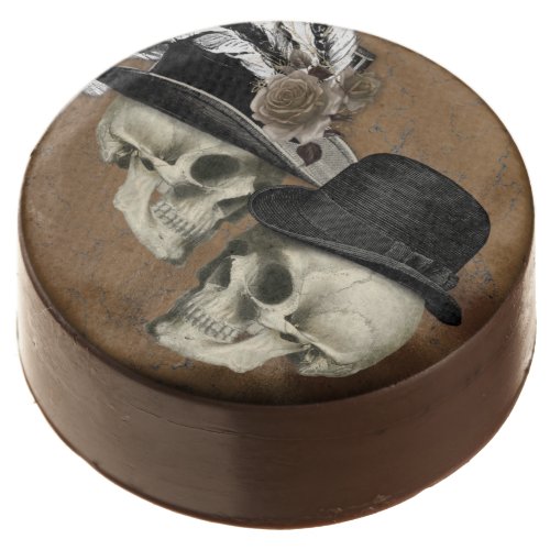 Gothic Skulls in Hats Vintage Halloween Chocolate Covered Oreo