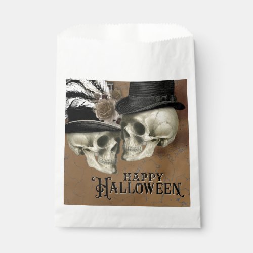 Gothic Skulls in Hats Vintage Halloween Favor Bag