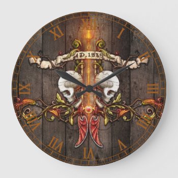Gothic Skulls Large Clock by elmasca25 at Zazzle