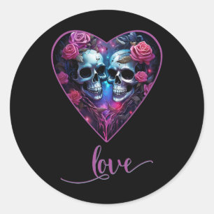 Gothic Skulls Love For Valentine´s Love Rock For M Classic Round Sticker