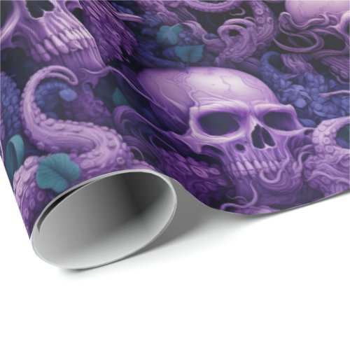 Gothic Skulls Octopus Steampunk Ocean Wrapping Paper