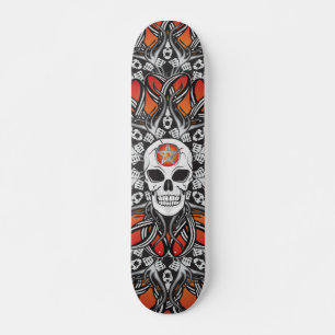 Gothic Skulls - Orange Skateboard Deck